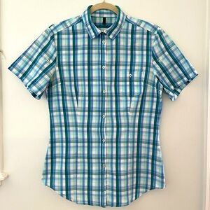 Benetton plaid boys xl short sleeve shirt